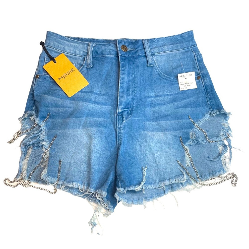 Discovery high waisted denim shorts with sexy side chains and pockets size 5